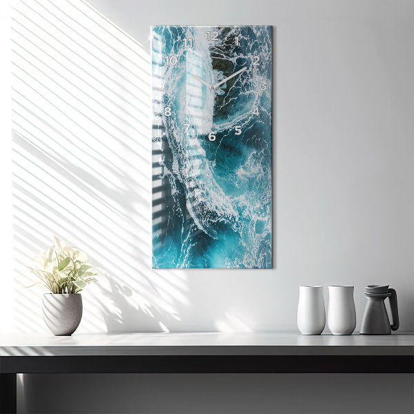 Vertical wall clock Swirling foamy waves
