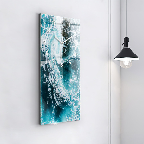 Vertical wall clock Swirling foamy waves