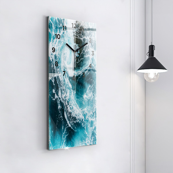 Vertical wall clock Swirling foamy waves