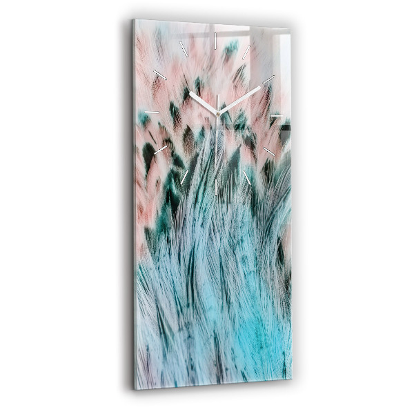 Vertical wall clock Colorful feathers