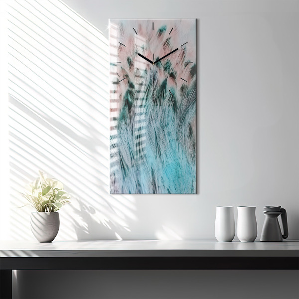 Vertical wall clock Colorful feathers