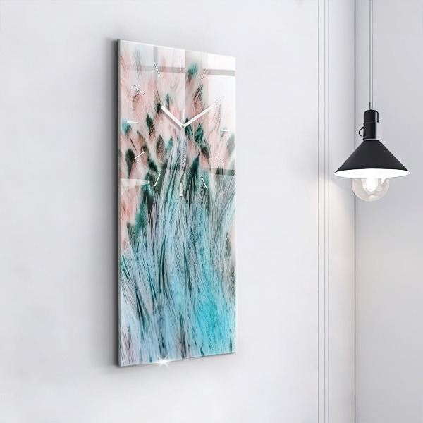 Vertical wall clock Colorful feathers