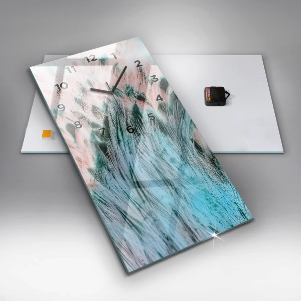 Vertical wall clock Colorful feathers