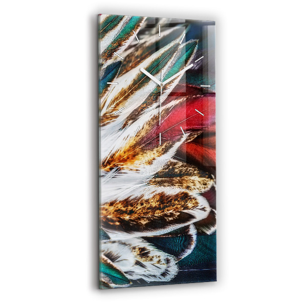 Vertical wall clock Light brown bird feathers