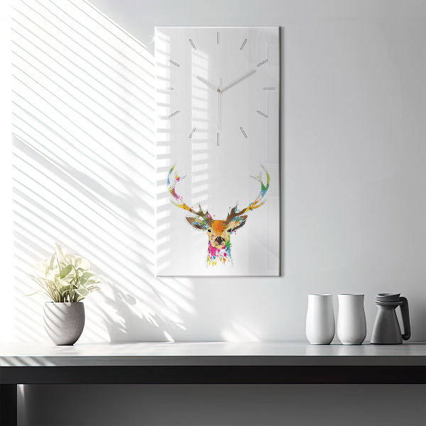 Vertical wall clock Colorful deer head