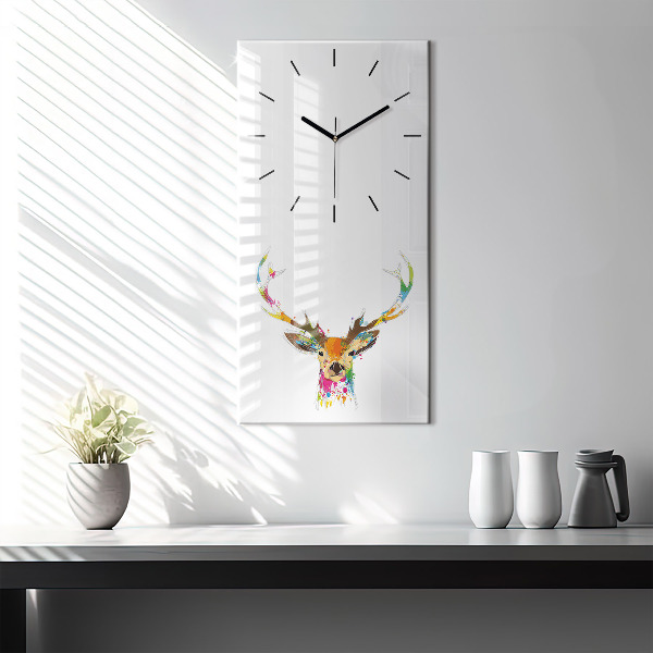 Vertical wall clock Colorful deer head