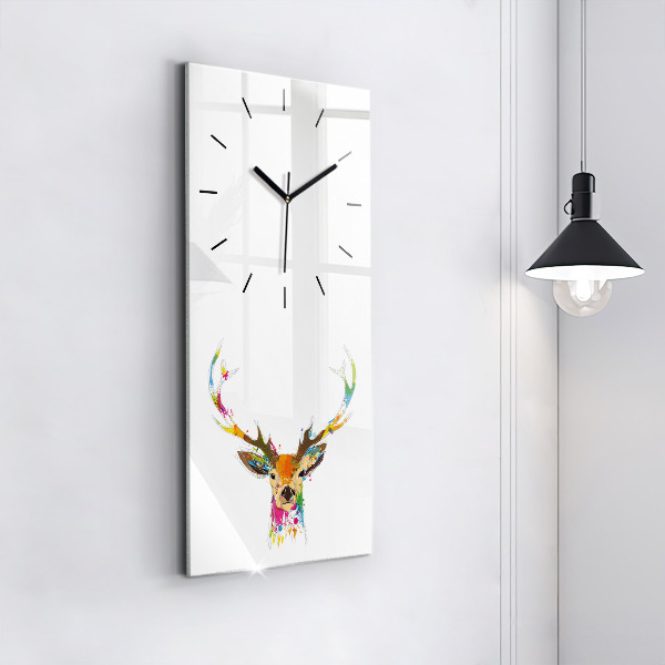 Vertical wall clock Colorful deer head