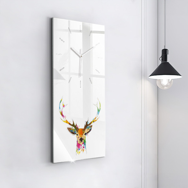 Vertical wall clock Colorful deer head