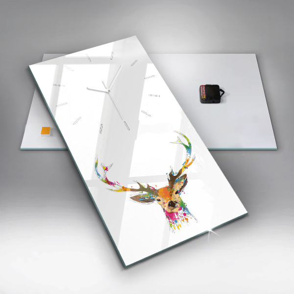 Vertical wall clock Colorful deer head