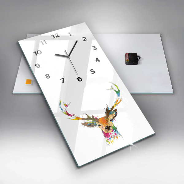 Vertical wall clock Colorful deer head