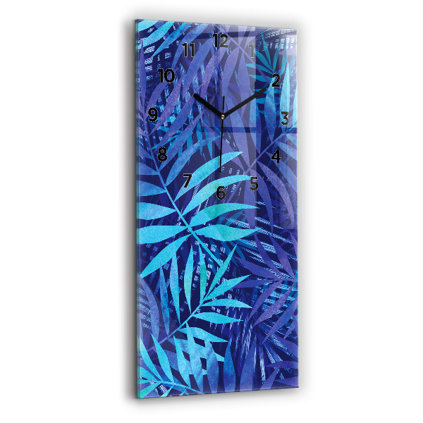 Vertical wall clock Blue leaves