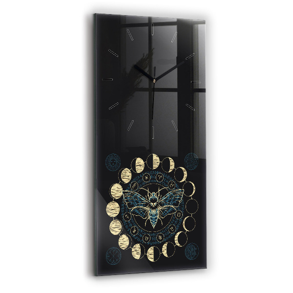 Vertical wall clock Moon Phases and Insect