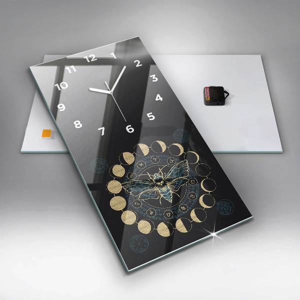 Vertical wall clock Moon Phases and Insect