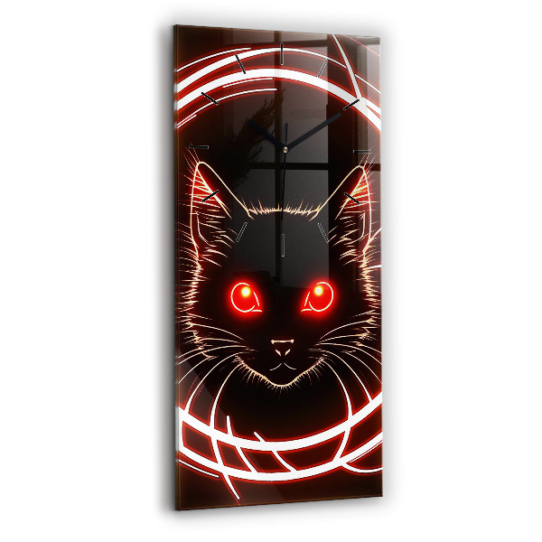 Vertical wall clock Cat with red eyes