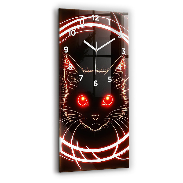 Vertical wall clock Cat with red eyes
