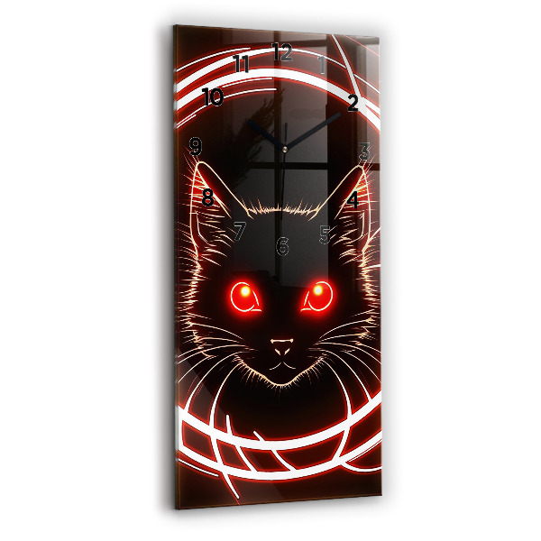Vertical wall clock Cat with red eyes