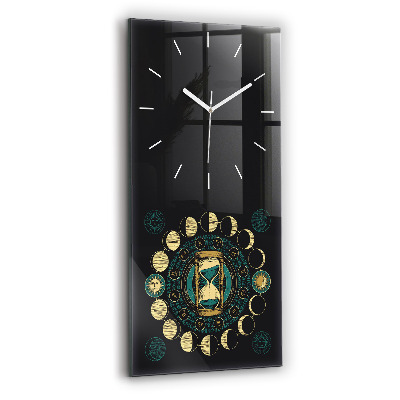 Vertical wall clock Moon phases and hourglass