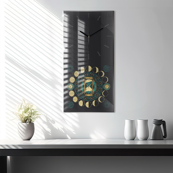 Vertical wall clock Moon phases and hourglass