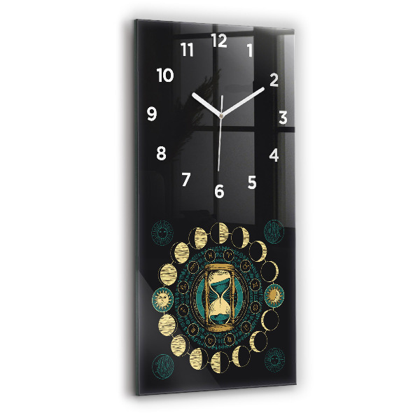 Vertical wall clock Moon phases and hourglass