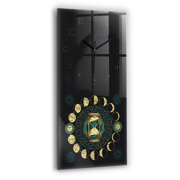 Vertical wall clock Moon phases and hourglass