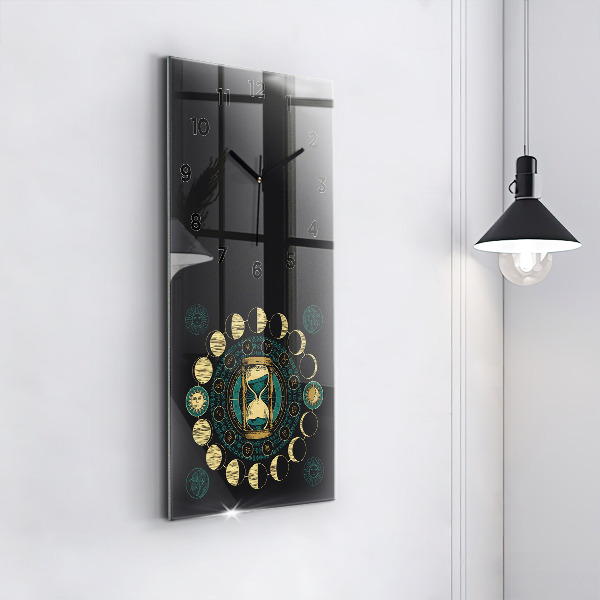 Vertical wall clock Moon phases and hourglass
