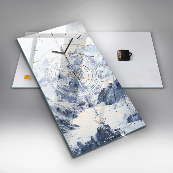 Vertical wall clock Blue drawings