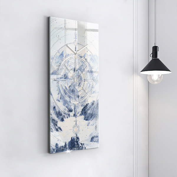 Vertical wall clock Blue drawings