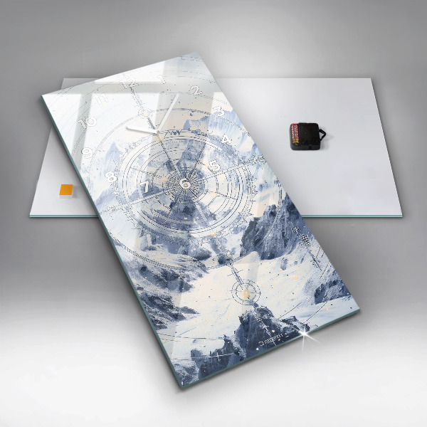 Vertical wall clock Blue drawings