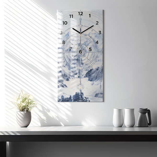 Vertical wall clock Blue drawings