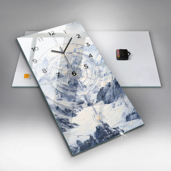 Vertical wall clock Blue drawings