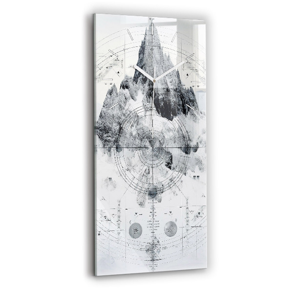 Vertical wall clock Cartoon mountains