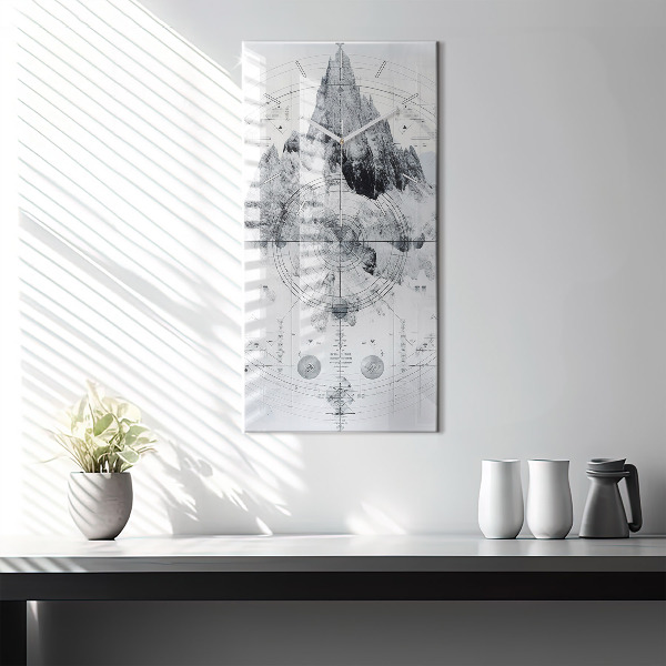 Vertical wall clock Cartoon mountains