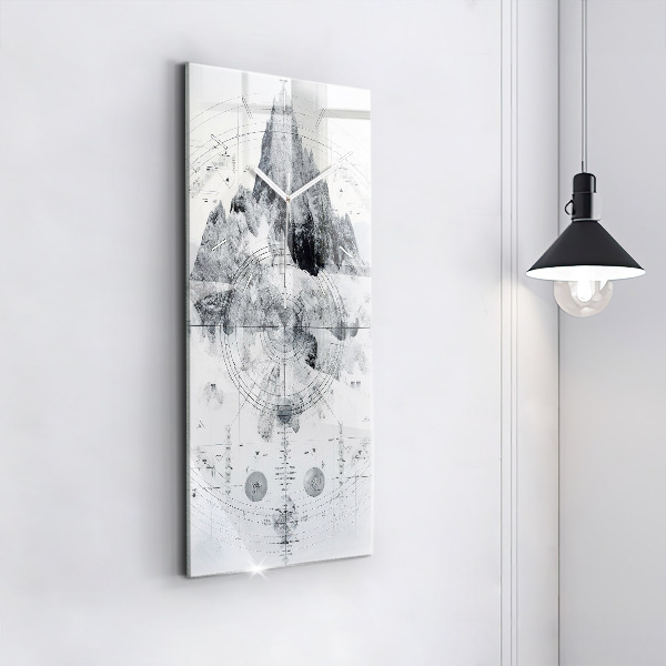 Vertical wall clock Cartoon mountains