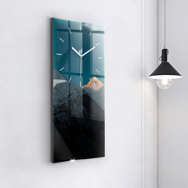 Vertical wall clock Sunset in the mountains