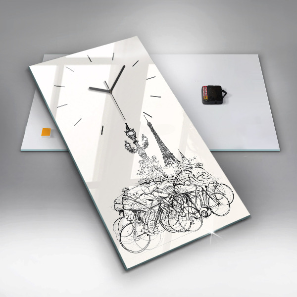 Vertical wall clock Cycling race drawing