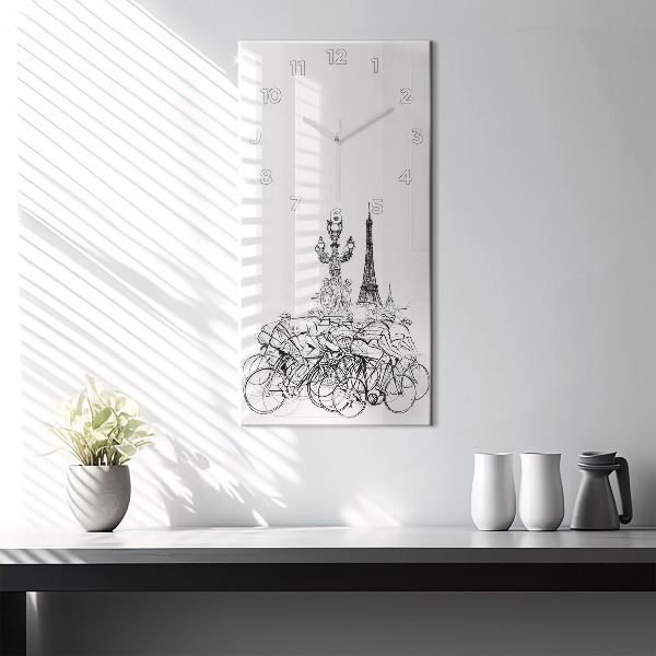 Vertical wall clock Cycling race drawing