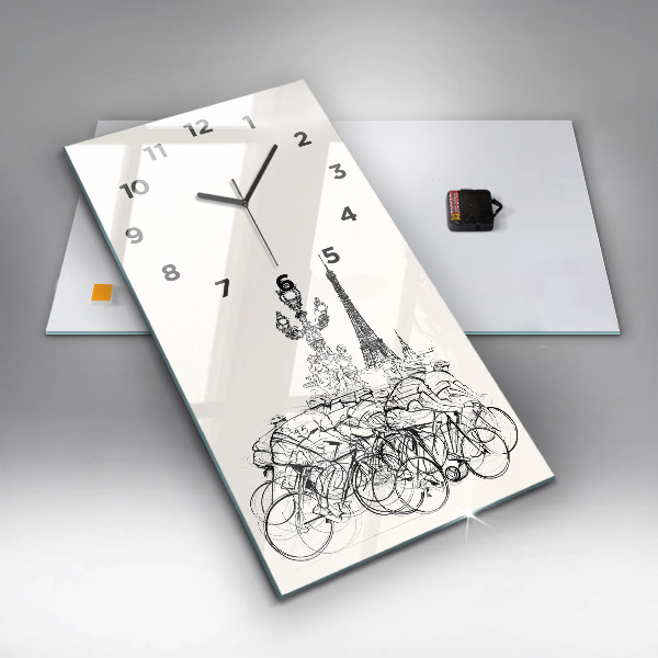 Vertical wall clock Cycling race drawing