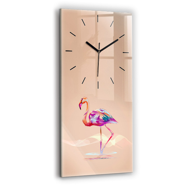 Vertical wall clock Flamingo illustration