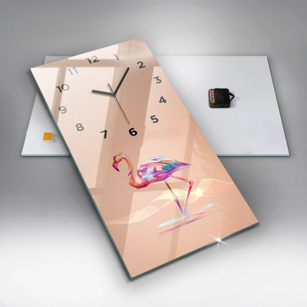 Vertical wall clock Flamingo illustration