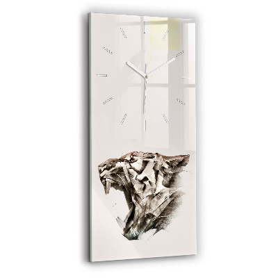 Vertical wall clock painted portrait of a tiger
