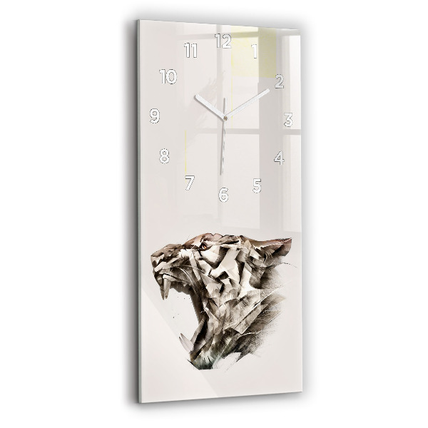 Vertical wall clock painted portrait of a tiger