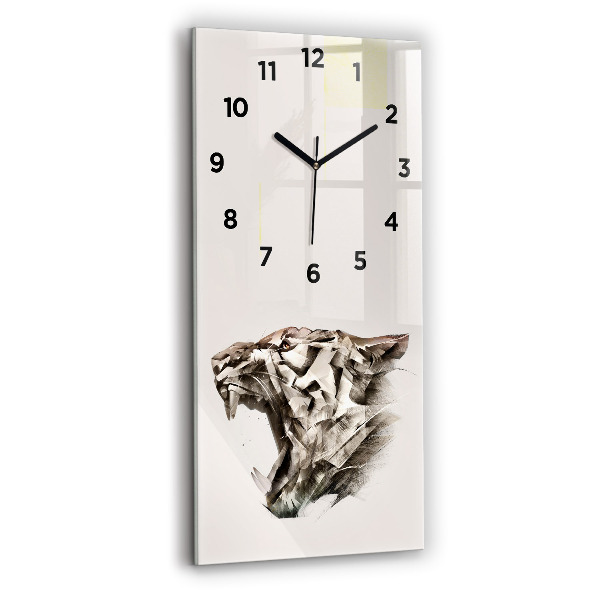 Vertical wall clock painted portrait of a tiger