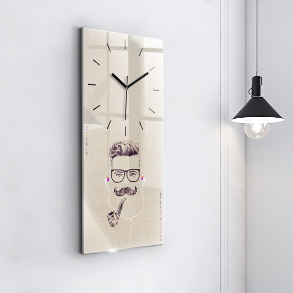Vertical wall clock Man with a pipe