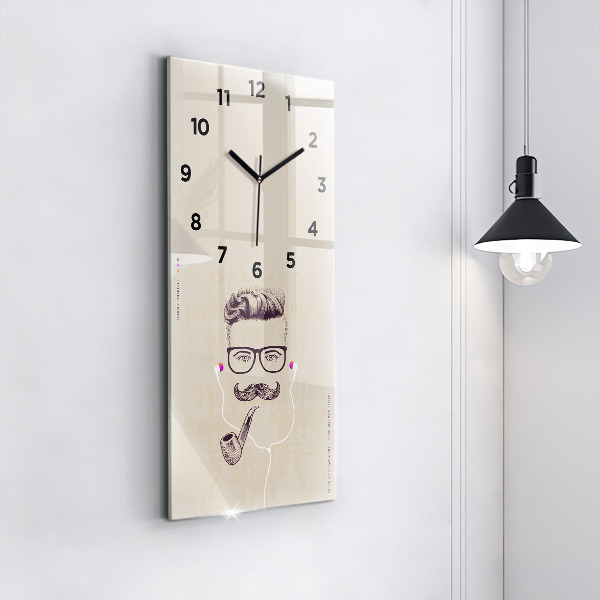 Vertical wall clock Man with a pipe