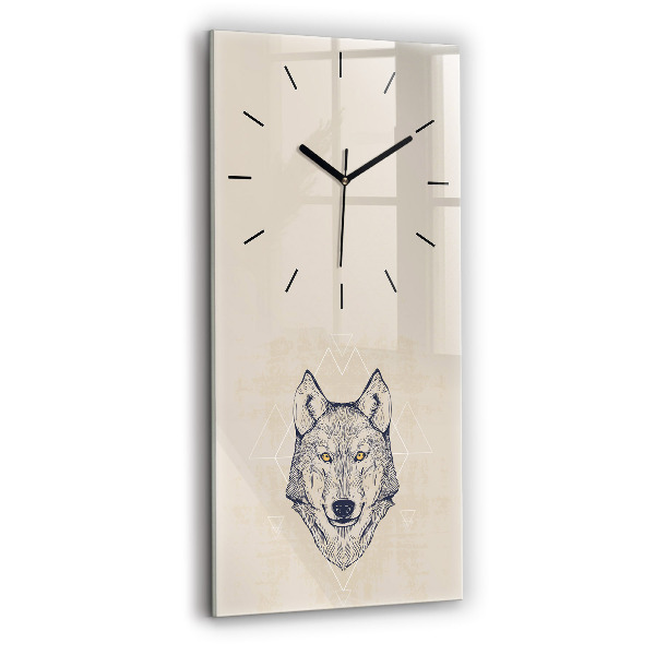 Vertical wall clock Wolf head
