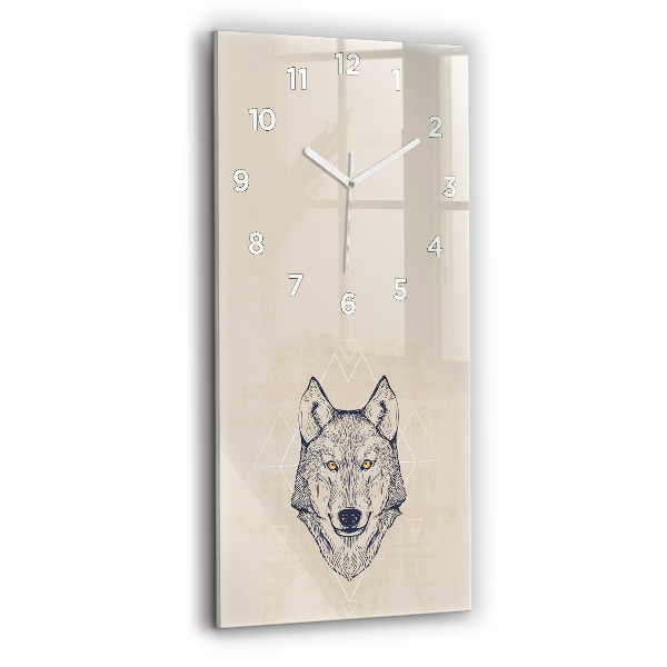 Vertical wall clock Wolf head