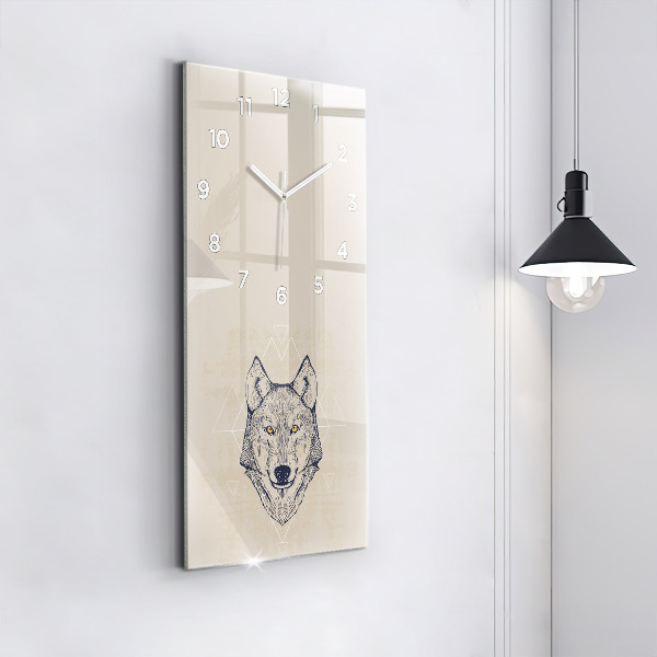 Vertical wall clock Wolf head