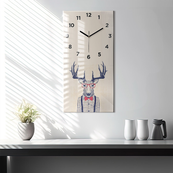 Vertical wall clock Deer in a shirt
