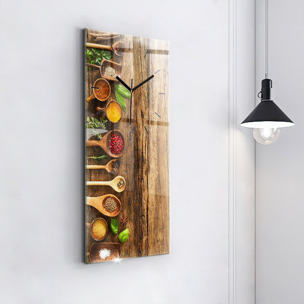 Vertical wall clock Spoons of spices