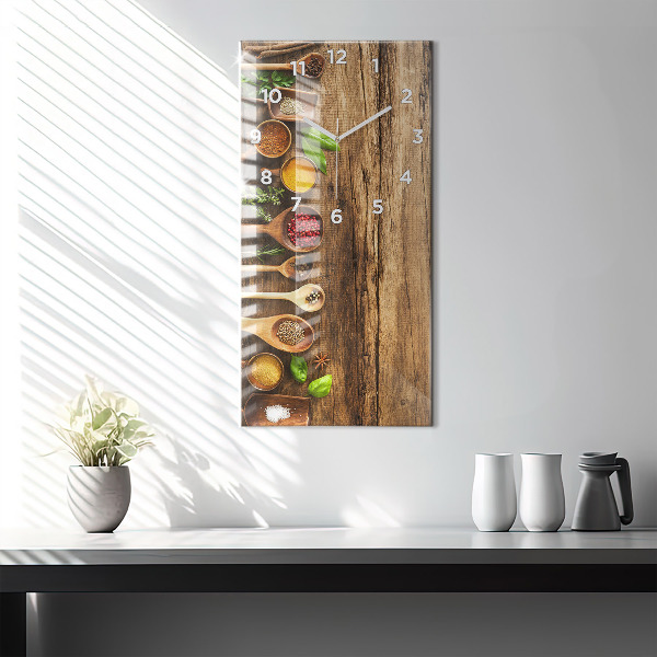 Vertical wall clock Spoons of spices